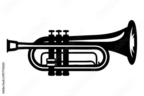 trombone brass musical instrument silhouette illustration for orchestra jazz and band design