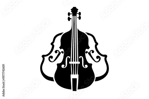 double bass string musical instrument silhouette illustration for orchestra jazz and classical music design