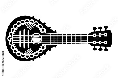 charango traditional string musical instrument silhouette illustration for folk and latin american music design