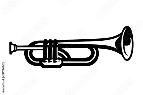 bass trombone musical instrument silhouette illustration for orchestra jazz and band design