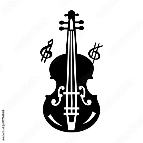 viola da gamba string musical instrument icon silhouette illustration for baroque classical orchestra design