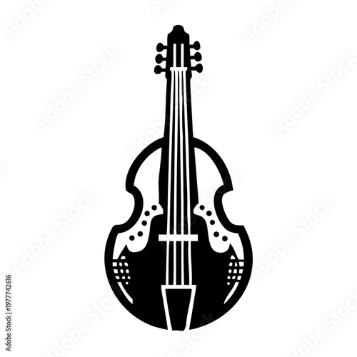 bass viol string musical instrument icon silhouette illustration for classical orchestra and concert design