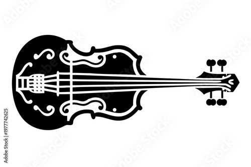 bass viol string musical instrument silhouette illustration for classical orchestra and concert design