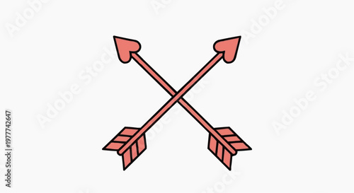 Two crossed arrows with heart-shaped heads, a symbol of love and affection.