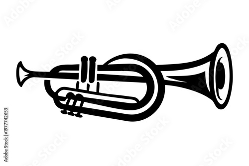 bass trombone musical instrument silhouette illustration for orchestra jazz and brass band music design