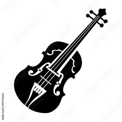 bass viol musical instrument icon silhouette illustration for baroque classical string orchestra music design