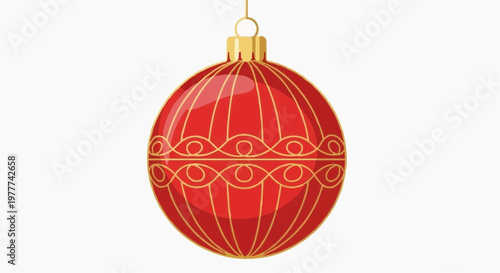 Festive red Christmas ornament with gold detailing, ready to hang and bring holiday cheer