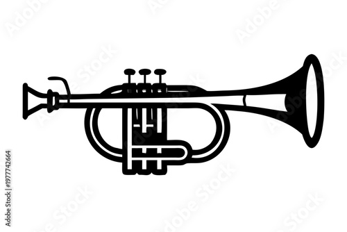 piccolo trumpet musical instrument silhouette illustration for orchestra jazz and classical music design