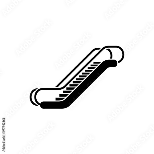 Escalator icon representing moving stairs, modern public transportation, and building accessibility