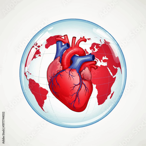 Detailed Heart Illustration Centered on Anatomy and Circulation.