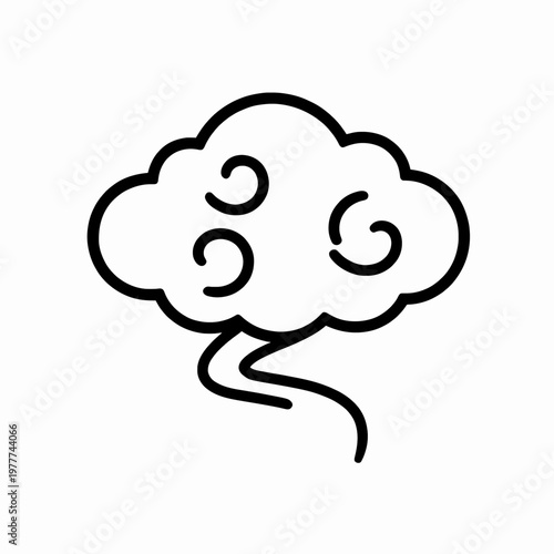 A single traditional Chinese auspicious cloud vector icon with black line art on a plain white background, symbolizing luck and culture in a minimalist style.