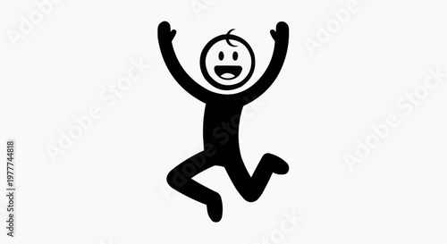 An elated stick figure enthusiastically jumping with joy