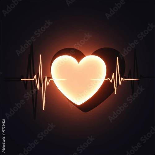 Glowing Heart Icon with Pulse Line.