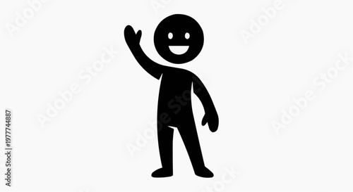 A cheerful figure waves a welcoming greeting, a symbol of friendliness and approachability
