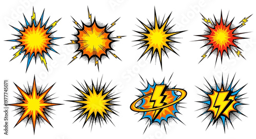 Comic Book Explosion Burst Effects - Set of 8
