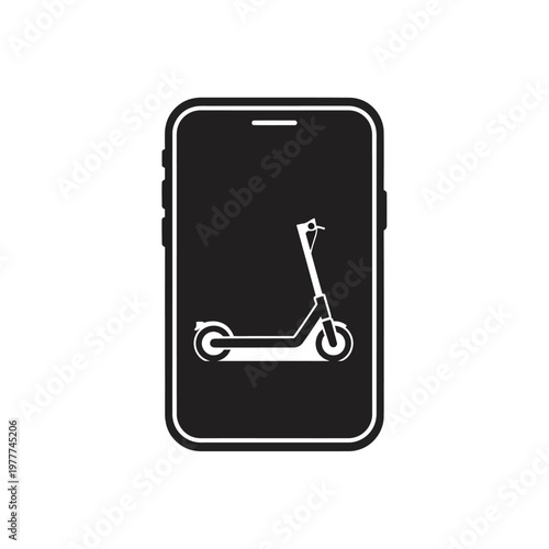 Smartphone displaying an electric scooter, symbolizing modern urban mobility and convenient ride-sharing solutions through a mobile application interface