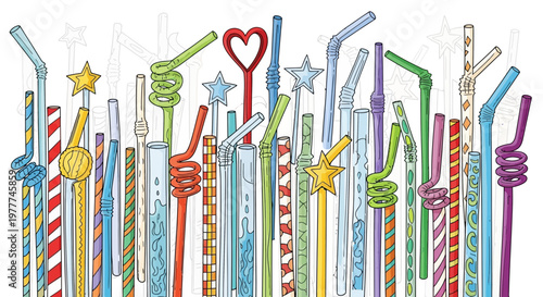 Colorful Drinking Straws Collection: Fun Shapes, Patterns, and Bright Colors