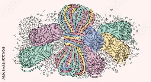 Colorful Yarn Balls and Skeins for Knitting and Crafting