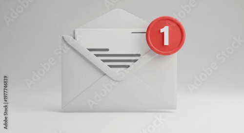 Email notification icon with unread message in envelope