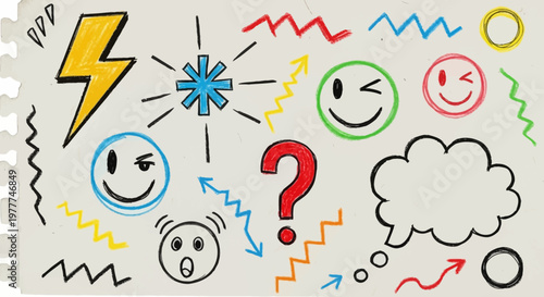 Doodle Art: Emotions, Ideas, and Questions with Colorful Symbols