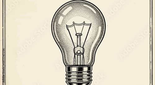 Vintage Incandescent Light Bulb Illustration - Idea Symbol