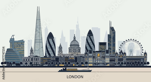London Skyline Silhouette: Iconic Landmarks and Modern Architecture
