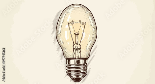 Vintage Light Bulb Sketch - Idea, Innovation, and Creativity Concept