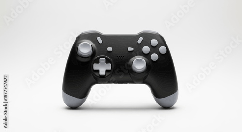 Modern Video Game Controller, Futuristic Design, Black and Gray, Studio Shot