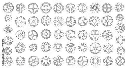 Collection of Diverse Gears and Cogs - Mechanical Engineering and Industry Elements
