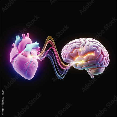 Heart and Brain Connection Illustration Symbolizing Neurological Link.