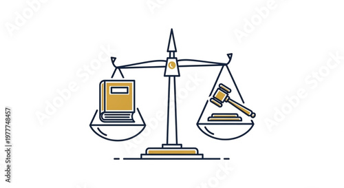 Law and technology in balance scales with gavel and book on white background symbolizing justice and digital law concept
