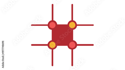Abstract red and yellow layout module vector icon illustration. Minimalist geometric design element for UI/UX, grid systems, and web architecture. Scalable flat graphic for modern digital apps.