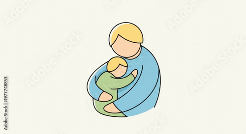 Tender moment of a parent hugging their child in a warm embrace with love and care