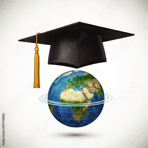 Globe with Graduation Cap Symbolizing Global Education.