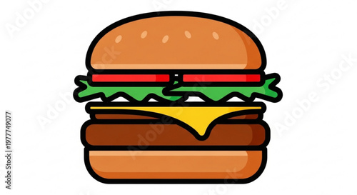Delicious cheeseburger with melted cheese lettuce and tomato on a toasted bun perfect for food and restaurant concepts