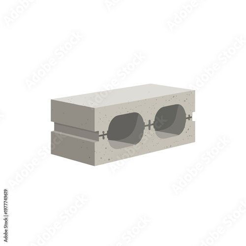 A Simple Lightweight Concrete Block With Two Openings and Reinforcing Staples