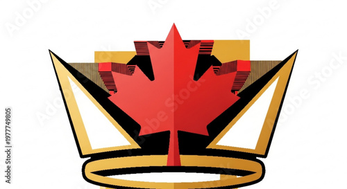 Canadian maple leaf crown symbol with gold accents and black outline on white background