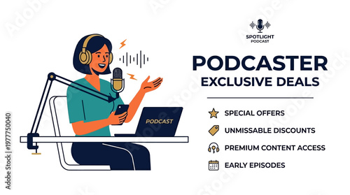 Podcast Promotion Graphic with Deals and Features