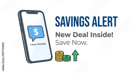 Savings Alert on Smartphone with Financial Message