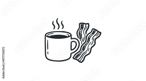 Coffee and Bacon Vector Icon