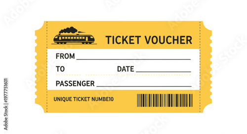 Train Ticket Voucher - Travel Pass for Journey with Barcode