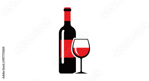 Red Wine Bottle and Glass