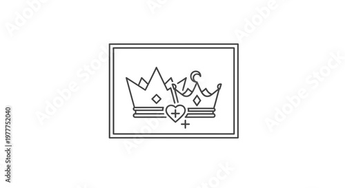 Royal Crown with Heart and Plus Symbol - Royalty, Love, and Health Concept