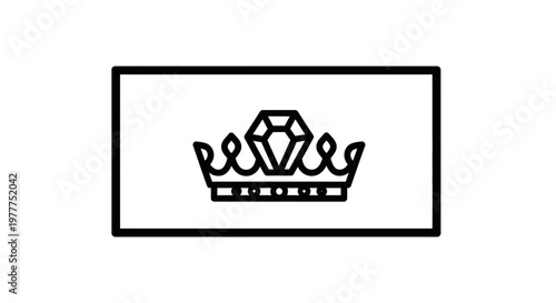 Royal Crown with Diamond Icon on Rectangle Background