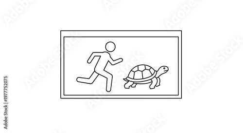 Running Man Chasing a Slow Turtle Icon