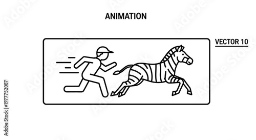 Running Man Chasing Zebra Animation Icon