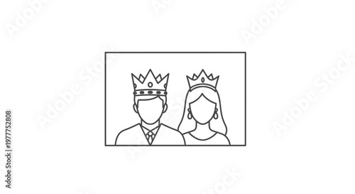 Royal Couple Portrait Icon: King and Queen with Crowns