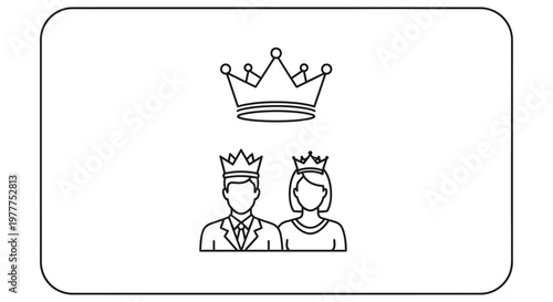 Royal Couple King Queen Crowned Royalty Leadership Power Symbol Icon