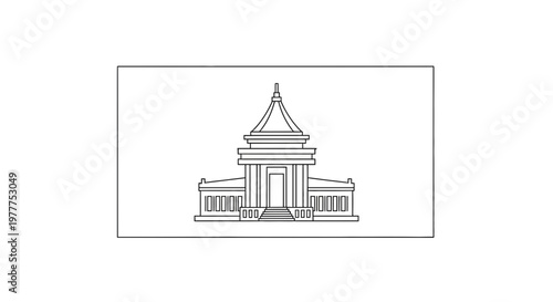 Outline Drawing of a Classical Government Building with Columns and Dome