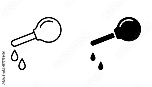 Enema bulb syringe icon SET on white background, medical symbol
